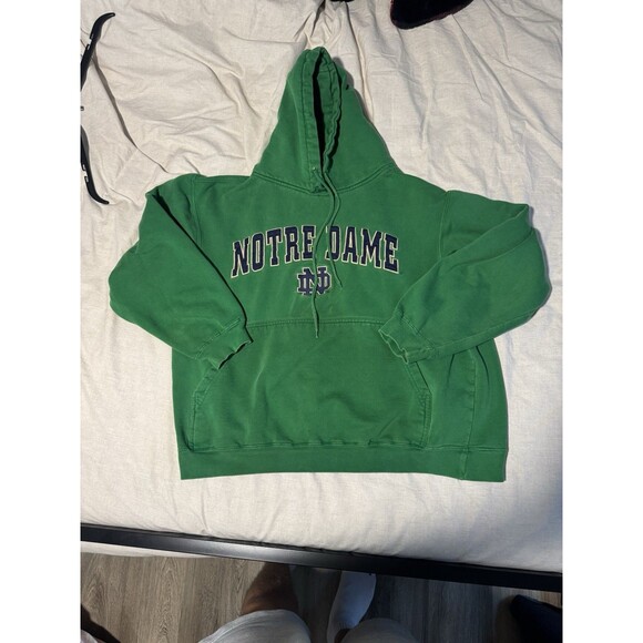 Notre Dame Hoodie Pullover Green Size L Champs Sports Officially Licensed Vtg - Picture 1 of 10